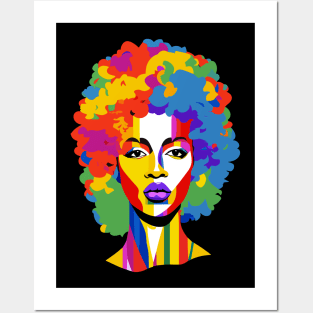 Colorful Afro Woman Pop Art Posters and Art